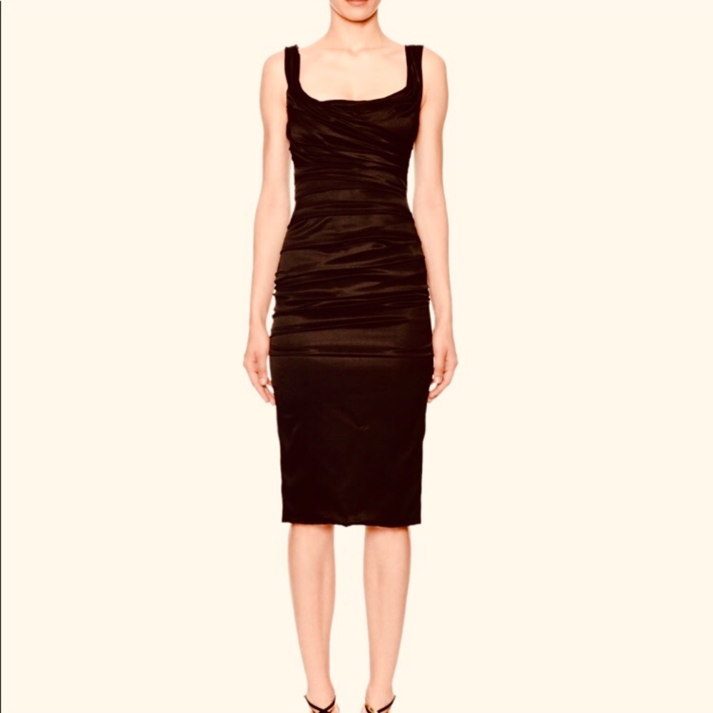 Dolce & Gabbana brown satin belted dress; size 38